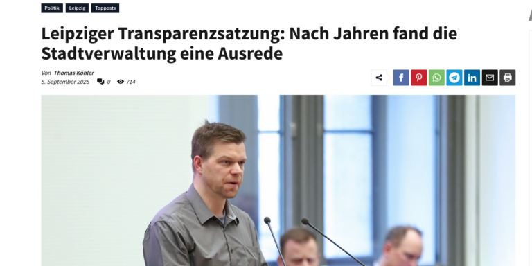 Stadtrat Paul am Rednerpult. Über ihn die Überschrift des LIZ-Artikels.