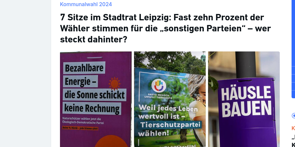 Mehrere Wahlplakate von kleinen Parteien.